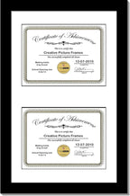 Creative Picture Frames 10X16Bk-W Black Vertical Double Diploma Frame With 2 Opening White Matting | Holds 2-6X8-Inch Documents With Installed Wall Hanger