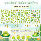 Frog Stickers Summer Spring Happy Honey Frog Decal Sticker 760 Counts Party Cute Gifts Goodie Bags Decor School Reward Birthday Party Favors Water Bottle Sticker Laptop Invitation Decor