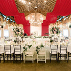 MODFUNS Red Ceiling Drapes for Parties Wedding Ceiling Drapery 2 Panels 5x20FT Chiffon Curtain for Backdrop Wedding Arch Draping Fabric for Ceremony Arbor Ceiling Curtains for Hall Stage Decorations