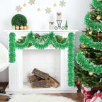 72 Feet Christmas Tinsel Garland Shiny Metallic Tinsel Twist Garland Streamers Ornaments Long Glitter Christmas Tree Hanging Decorations for Party Holiday Wedding Birthday Tree Wall Rail (Green)