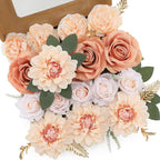 Floweroyal Artificial Flowers Fake Rose Flowers Dahlia with Stems for DIY Wedding Bridal Bouquets, Baby Shower, Floral Arrangement, Table Centerpieces, Home Decorations (Nude Color)