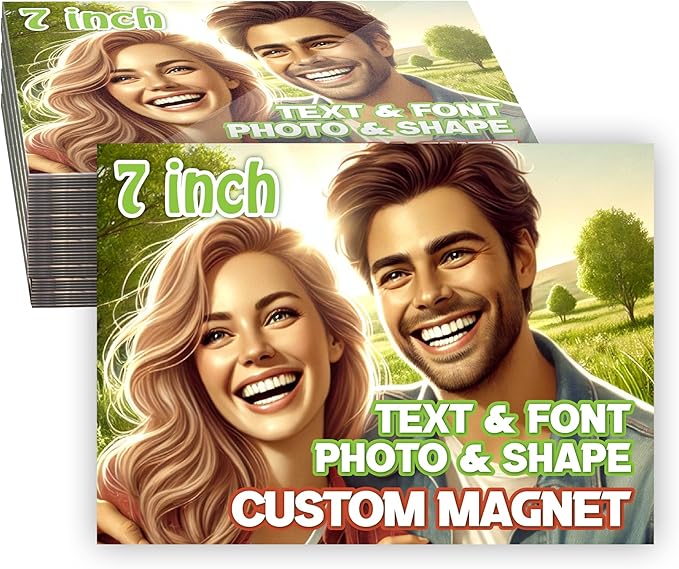 KETABAO – 7" Customized Rectangle Magnetic Photo Pictures for Refrigerators, Storage Cabinets and Cars – Personalized Gift Ideas