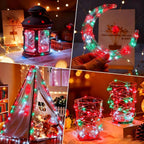 ZNYCYE 6 Pack Fairy Lights Battery Operated, 8.2 Ft 50 LED With Timer, 8 Modes Christmas Lights, Waterproof for Indoor Wedding Decorations (Red Green White)
