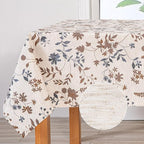 MYSKY HOME Rustic Tablecloth Classic Brown Leaves Printed Linen Fabric Table Cover Waterproof Fabric Tablecloth Farmhouse Decoration 60x120 Inches Rectangle/Oblong for Kitchen Dining and Outdoor Use