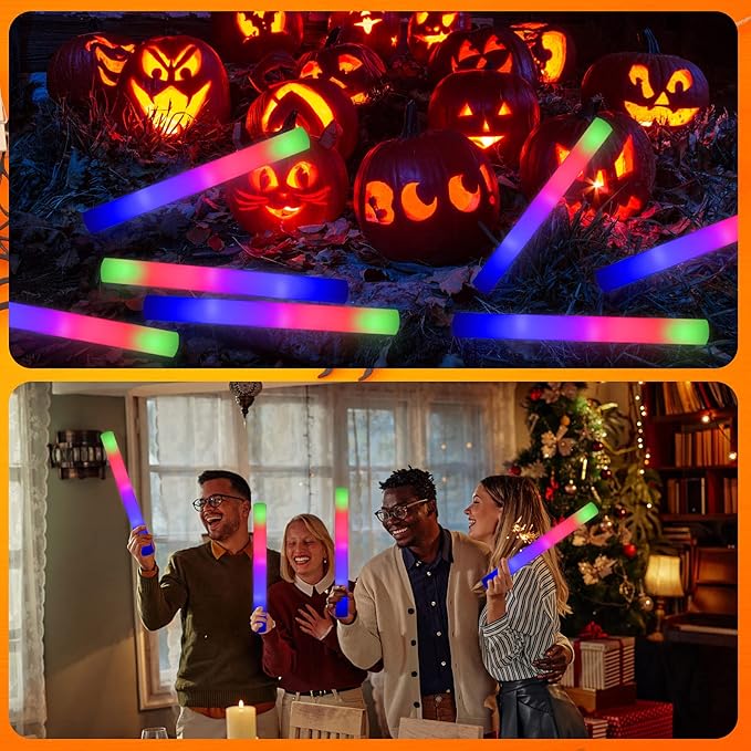 LifBetter Glow Sticks Bulk - 20Pcs LED Foam Sticks Glow Batons with Three Modes Party Flashing Light DJ Wands,for Festivals,Parties, Raves,Concert,Halloween