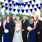 Royal Blue Black Party Decorations Navy Black Metallic Fabric Triangle Pennant Banner Flag Bunting Garland for Graduations Birthday Retirement Wedding Bachelorette Nautical Outdoor Party Supplies