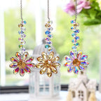 HDCRYSTALGIFTS 6PCS Crystal Sunflower Suncatchers Hanging Ornaments, Crystal Window Sun Catchers Rainbow Maker Light Catcher Indoor Outdoor Garden Decor Glass Christmas Ornaments