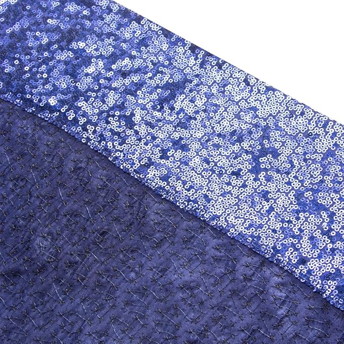 SquarePie Sequin Backdrop Not See Through Thick Background Glitter Curtain Party 6FT x 6FT Navy Blue