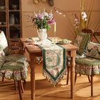 patdrea Designer Green Floral Extra Long Table Runner,French Elegant Vibrant Rustic Linen with Green Leaves Patterns Fabric Table Mat,Decoration for Kitchen Dining Room Banquet Christmas,12"*118"