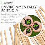 Premium 7" Wooden Coffee Stir Sticks - Eco Friendly Square-End Coffee Stirrers Sticks 1000-Pack