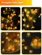BOSSERN 2 Pack 60LED Thanksgiving Decoration 3D Pumpkin String Lights Battery Operated, 20FT Fall Lights with Remote, Waterproof 8 Modes Fairy Lights for Autumn Harvest Thanksgiving Halloween Decor
