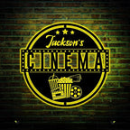 Custom Movie and Popcorn Metal Wall Art LED Light Custom Family Cinema Home Theater Name Sign Home Decor Theater Decor Xmas Birthday Gift