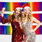 4 Pack 10 Feet Rainbow Foil Fringe Garland Metallic Tinsel Streamers Banner Wall Hanging Curtain Backdrop for Parade Floats, Wedding, Graduate, Mother's Day, Birthday Party Decoration