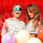 6 Pack Red Foil Fringe Curtain Backdrop, 3.28Ft x 8.2Ft Metallic Tinsel Foil Fringe Streamer Curtains for Photo Booth, Birthday, Wedding, New Year Party Decorations