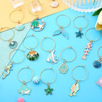 SANNIX 24pcs Ocean Wine Glass Charms for Stem Glasses, Wine Party Decorations