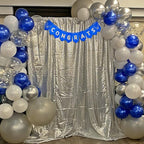 Poise3EHome Silver Backdrop,8FT x 10FT Silver Sequin Photography Backdrop Curtain for Party Decoration