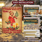 Vintage Christmas Metal Tin Sign Once Upon A Time Girl Loved 80s Christmas Style Wall Art Christmas Metal Tin Sign Funny Christmas Sign For Winter Barn Door Bedroom Dining Room Wall Decoration For Friend Daughter Sister 12x16Inch