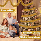 50 Feet Champagne Gold Christmas Tinsel Garland, Metallic Foil Twist Banner Wall Hanging Tinsel Streamers Backdrop for Parade Floats, Christmas, Mother's Day, Birthday Party Decorations(2in x 50ft)