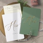 ARTESORI Wedding Vow Book for Her & Him, Soft Touch, Gold Engraving, 28 Lined Pages, Wedding Vow Books His and Hers, Wedding Essentials, Wedding Registry Gifts, His and Hers Gifts [Sage & White]