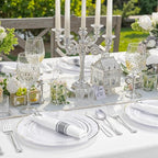 350 Pcs Silver Plastic Plates - Silver Dinnerware Set of 50 Dinner Plates 50 Dessert Plate 50 Silverware 50 Napkins 50 Cups for Christmas Party&Wedding