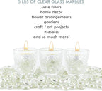 Galashield Flat Glass Marbles for Vases Clear Glass Gems Beads Pebbles Vase Filler (5 LBS, Approx. 540 PCS)