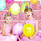 6 Pack 10 Feet Pink Foil Fringe Garland Metallic Tinsel Streamers Banner Wall Hanging Curtain Backdrop for Parade Floats, Birthday, Graduate, Mother's Day, Wedding Party Decoration
