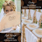50 PCS Custom Fans Personalized Folding Fans for Line Dancing Wooden Hand Fan Wedding Favors Bulk Fans for Guests Party Event Use (Style11)