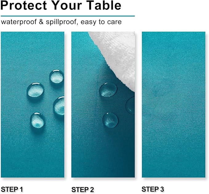 Hiasan Rectangle Tablecloth - Waterproof and Spillproof Washable Fabric Table Cloth for Dining Room Kitchen and Outdoor Use, Turquoise, 60 x 84 Inch