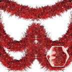 50 Feet Christmas Foil Fringe Banner Metallic Tassle Garland Metallic Backdrop Parade Floats Shiny Hanging Ceiling, Valentine's, Wedding, New Year Party Decorations(2" x 50', Red)
