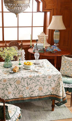 patdrea Designer French Linen Table Cloth for Rectangle Table,Vintage Fall Decorative Tablecloth,Floral Decoration Cover for Kitchen Dining Christmas,Tea Party,Thanksgiving,55"x87"-Littledaisy