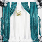 Poise3EHome Teal Sequin Backdrop Curtain,4 Panels 2FTx8FT Glitter Background for Party Birthday Party Baby Shower Wedding Christmas Thanksgiving Halloween Holiday Festival Decor