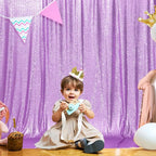 SquarePie Sequin Backdrop Curtain Not See Through Thick Glitter Background for Party 10FT x 10FT Lavender