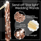 100 Pcs Lighted Wedding Wands LED Tinsel Wands Light up Streamers Sparklers for Wedding Send Off and Exits Birthday Party Props Favors(Rose Gold)