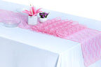 MDS Pack of 25 Wedding 12 x 108 inches Lace Table Runner for Wedding, Decorations for Birthday Parties, Banquets, Graduations, Engagements, and Runners fit Rectangle, Round Table- Pink