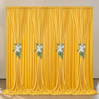 40 ft x 10 ft Wrinkle Free Yellow Backdrop Curtain for Parties, Ginger Polyester Photo Backdrop Drapes,Thick Background 8 Panels 5ft x 10ft for Baby Shower Wedding Birthday Party Backdrop Stand