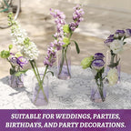 12Pcs Purple Vase Glass Bud Vases Set, Small Vases for Flowers, Modern Cylinder Flower Vases for Wedding Centerpiece, Living Room Decorative, Home Decor (Purple)