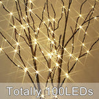 Fudios Lighted Brown Branches with Timer 32 in 100 LED for Vases Battery Operated, Artificial Willow Branch Twigs with Warm White Lights for Christmas Holiday Party Decor