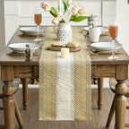 Artoid Mode Burlap Brown Farmhouse Rustic Table Runner, Seasonal Hollow Kitchen Dining Table Decoration for Home Party Decor 12x108 Inch