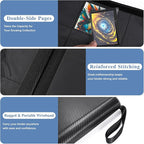 Trading Card Binder 16 Pocket with Display Window, 1024 Cards Capacity Card Binder, Waterproof PU Leather Photocard Baseball Card Binder for MTG, TCG, Sports Cards, Black