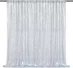 Silver Sequin Backdrop 7ft x 7ft Glitter Photo Booth Backdrop Curtains for Wedding Birthday Baby Shower Event