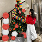 12Pcs Round Paper Lanterns Assorted Sizes (6" 8" 10" 12") for Home Decor, Restaurant, Church, Wedding, Birthday Party Decorations, Hanging Chinese Japanese Paper Lantern Lamps (White and Red)