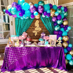Mermaid Sequin Photo Backdrop Decor: Lake Green Glitter Background 2 Panels 2FT x 8FT for Ocean Party Baby Shower
