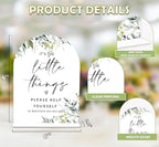 Greenery Wedding Bathroom Basket Sign, 6 x 8 Inch White Arch Acrylic Wedding Sign with Holder, Wedding Sign for Ceremony and Reception, Wedding Decoration, Wedding Supplies - LY09