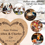 Custom Coasters Personalized Cork Coasters Bulk with Logo Wedding Personalized Cork Natural Wood Engraved Drink for Wedding Favors (Cork Coasters - Heart)
