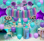 Blue Purple Mint Green Pink Tissue Paper Tassel Garland,Tissue Tassel Banner for Party Decorations,Pack of 20
