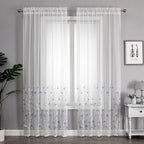 VISIONTEX White Sheer Voile Curtains, Decorative White Embossed Drip Rod Pocket Window Drapes for Home Kitchen, Living Room and Bedroom 54 x 72 Inch, Set of 2 Curtain Panels