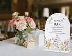 Wedding Signs for Ceremony and Reception, Boho Floral Acrylic Bouquet Bar Sign, Wedding Signage with Stand, Bridal Shower Table Centerpieces, Bouquet Bar Supplies for Engagement Reception Event, 24