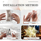 5 Pcs Christmas Paper Snowflake Lanterns, Large 3D Christmas Paper Star Lanterns with LED Lights, White Silver Hanging Snowflake Lamps for Xmas Winter Frozen Weddings Holiday Party Decorations
