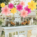 SUNBEAUTY 9 PCS Paper Flowers Decorations for Wall Paper Fans Classroom Decoration Paper Floral Backdrop Decor Paper Fans Decoration