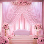 60ftx12ft Wrinkle Free Pink Backdrop Curtain, 12 Panels 12FT Height Pink Wedding Backdrop Drapes, Silky Polyester Back Drop Cloth for Birthday Photography Background Party Backdrop Draping